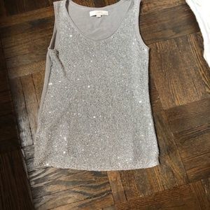 Ann Taylor Loft Silver Sequined tank top. Size XSP